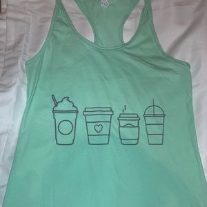 coffee cup mint green tank